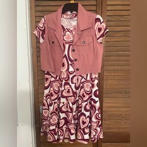 Pink Heart Dress with Jean Jacket 14